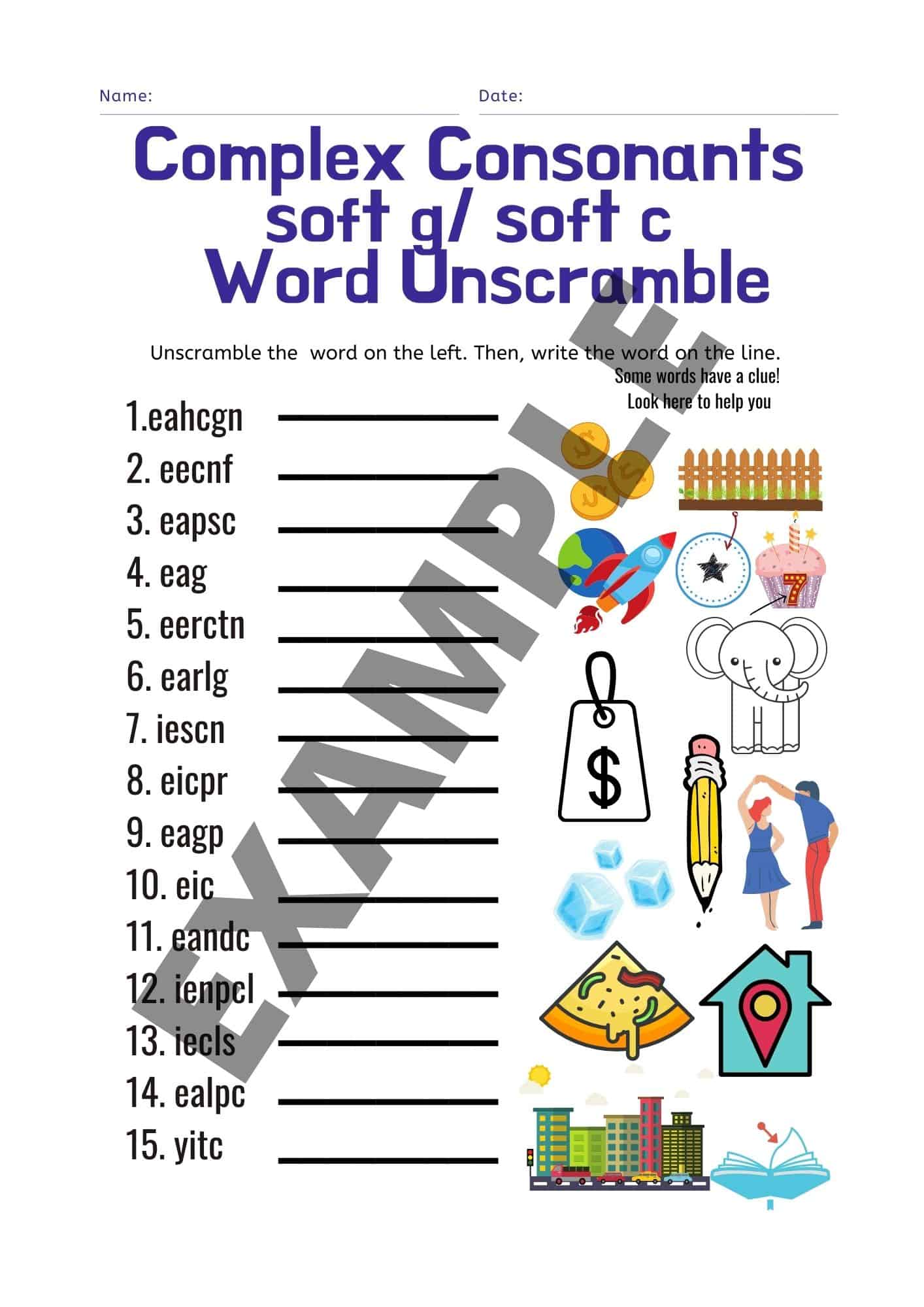 soft g and c words